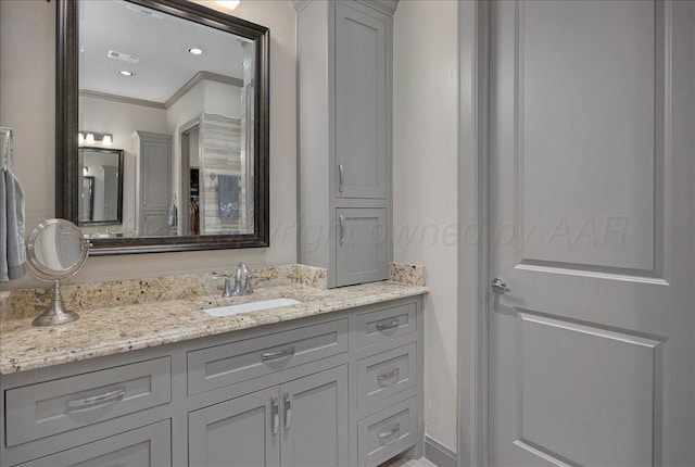 8205 S Liberty Cir, Amarillo, TX 79119 - bathroom with vanity and crown molding