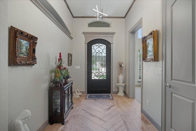8205 S Liberty Cir, Amarillo, TX 79119 - foyer with crown molding and a chandelier