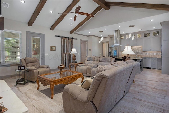 8205 S Liberty Cir, Amarillo, TX 79119 - living room featuring light wood-style floors, a ceiling fan, and recessed lighting