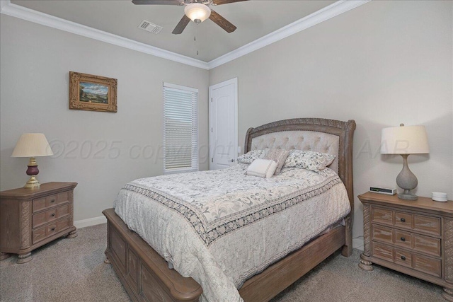 8205 S Liberty Cir, Amarillo, TX 79119 - carpeted bedroom with ornamental molding and ceiling fan