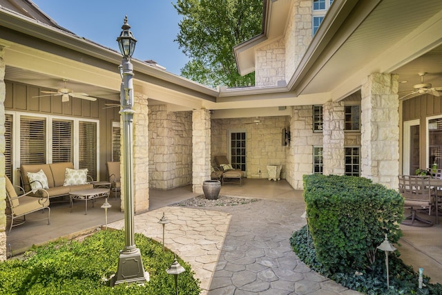 3506 Van Winkle Dr, Amarillo, TX 79121 - view of patio / terrace with outdoor lounge area and a ceiling fan