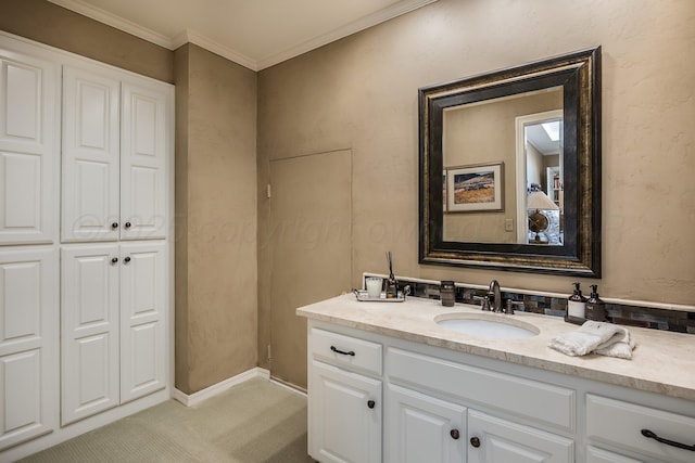 3506 Van Winkle Dr, Amarillo, TX 79121 - bathroom featuring vanity and ornamental molding