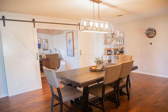 1418 Oak Ave, Panhandle, TX 79068 - dining room featuring a barn door and dark wood-type flooring