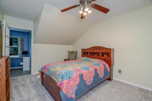 4512 Gem Lake Rd, Amarillo, TX 79106 - carpeted bedroom featuring lofted ceiling and a ceiling fan