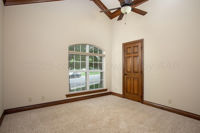 4602 Cape Verde Ct, Amarillo, TX 79119 - spare room with carpet flooring, a ceiling fan, and high vaulted ceiling