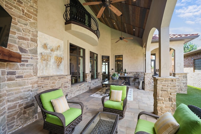 view of patio / terrace with ceiling fan