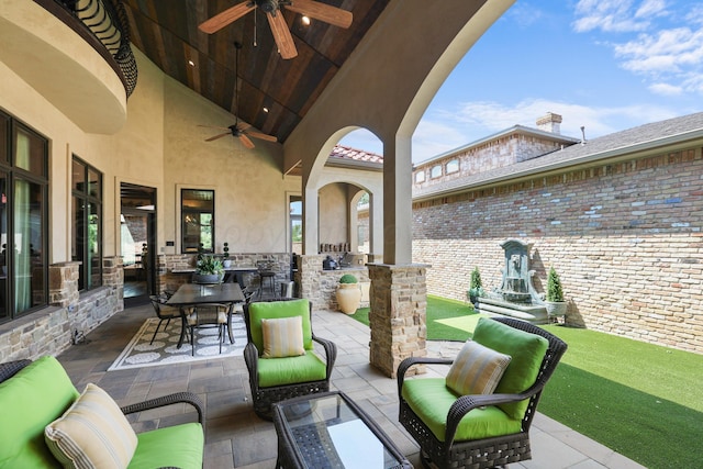 view of patio / terrace with ceiling fan