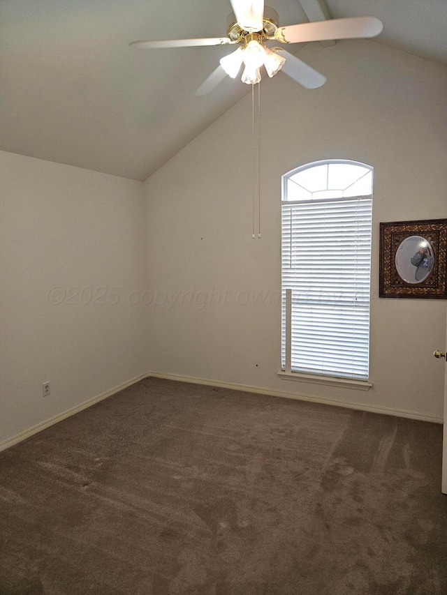 7205 Columbia Ln, Amarillo, TX 79109 - empty room with carpet floors, lofted ceiling, and a ceiling fan