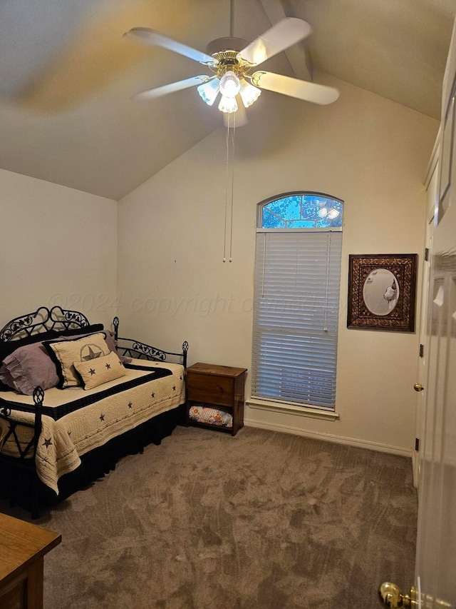7205 Columbia Ln, Amarillo, TX 79109 - carpeted bedroom with lofted ceiling and ceiling fan