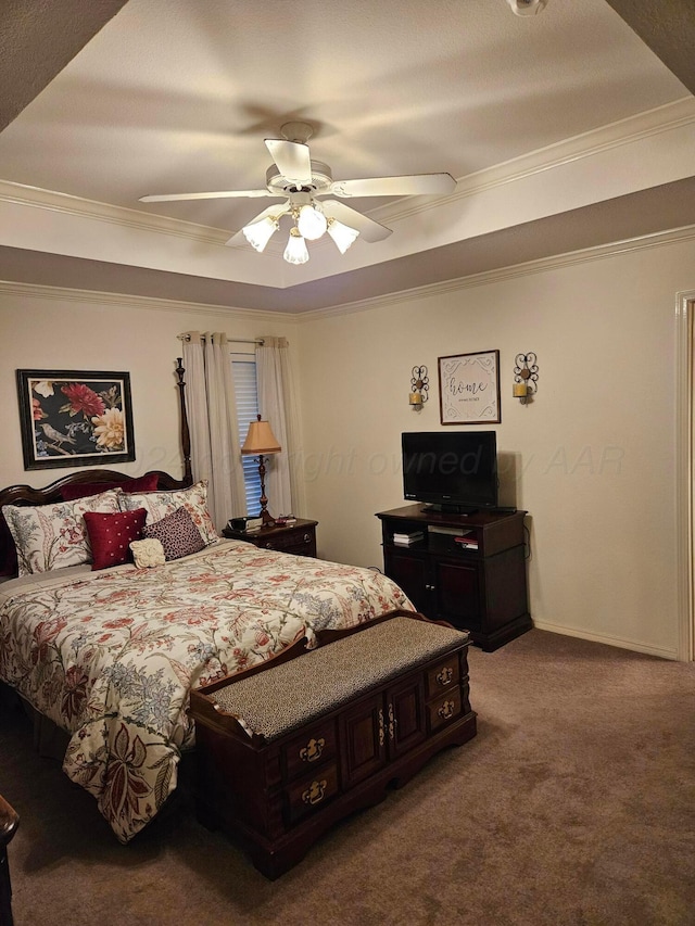 7205 Columbia Ln, Amarillo, TX 79109 - bedroom featuring ornamental molding, carpet, and a ceiling fan