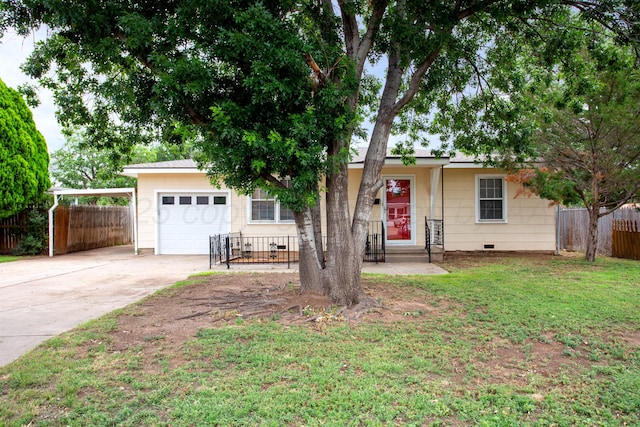 4405 S Ong St, Amarillo, TX 79110 - view of front of home with crawl space, concrete driveway, and an attached garage