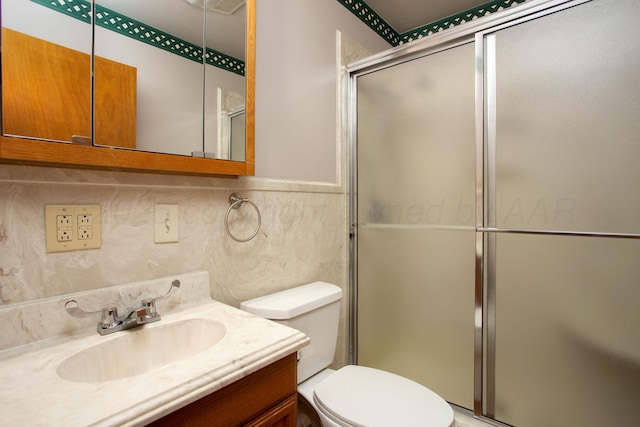 4405 S Ong St, Amarillo, TX 79110 - full bathroom with an enclosed shower, vanity, and tasteful backsplash