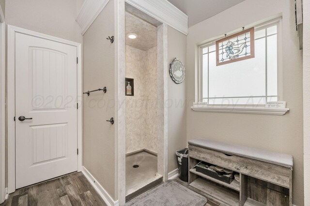 7402 Southbend Dr, Amarillo, TX 79119 - full bathroom featuring a stall shower and wood finished floors