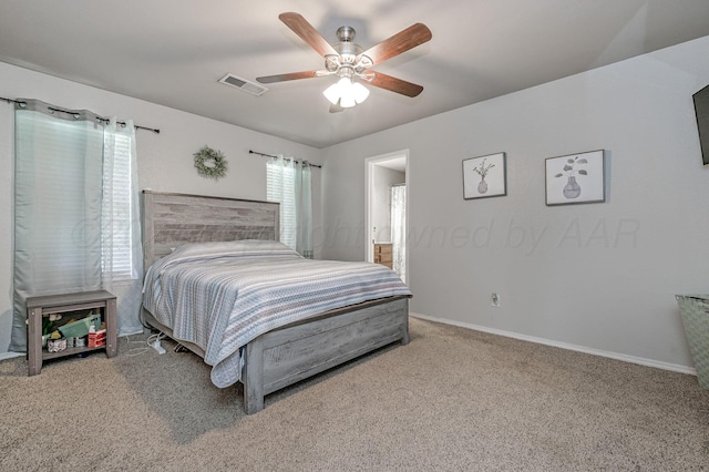 2002 SW 61st Ave, Amarillo, TX 79118 - bedroom with carpet floors, baseboards, a ceiling fan, and ensuite bathroom