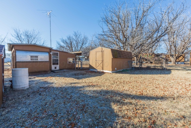 exterior space with a storage unit