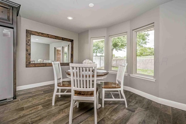 5800 Hester Rd, Amarillo, TX 79124 - dining area featuring healthy amount of natural light, baseboards, wood finished floors, and recessed lighting