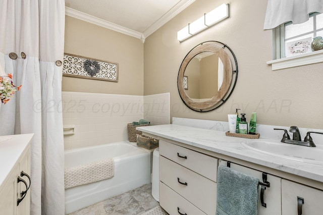 227 Ranger St, Hereford, TX 79045 - bathroom with crown molding, vanity, and a tub to relax in