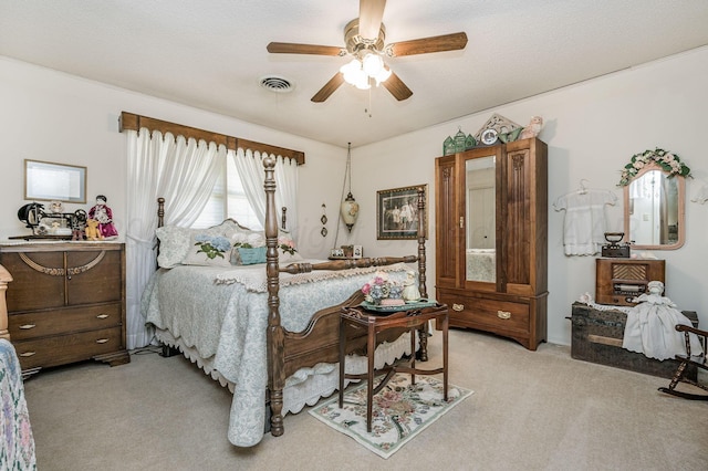 227 Ranger St, Hereford, TX 79045 - bedroom featuring light carpet and ceiling fan