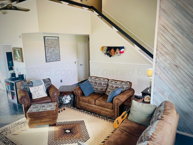145 Pioneer Dr, Booker, TX 79005 - living room featuring ceiling fan
