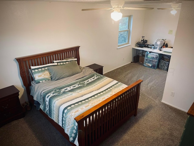145 Pioneer Dr, Booker, TX 79005 - carpeted bedroom featuring a ceiling fan and baseboards
