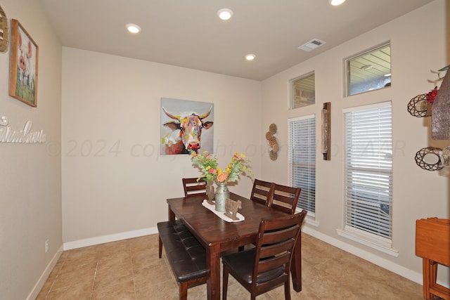 view of tiled dining area