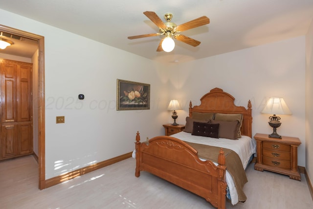 3616 Van Tassel St, Amarillo, TX 79121 - bedroom with baseboards, light wood-style flooring, and ceiling fan