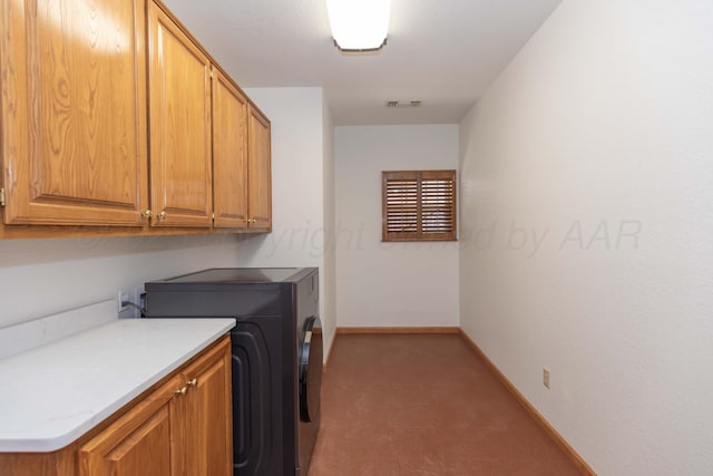 3616 Van Tassel St, Amarillo, TX 79121 - washroom featuring cabinet space, baseboards, and washer and clothes dryer