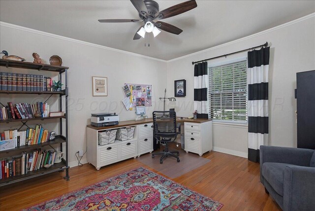 100 S Avondale St, Amarillo, TX 79106 - office space featuring wood finished floors, ceiling fan, and crown molding