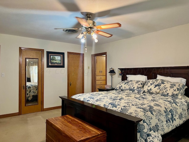 1814 N Main St, Shamrock, TX 79079 - bedroom featuring ceiling fan and light carpet