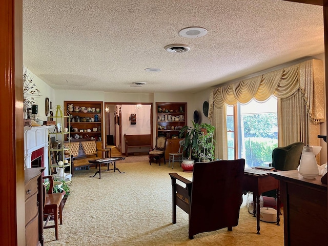 interior space with a textured ceiling