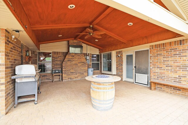 1005 Bennett Dr, Dumas, TX 79029 - view of patio / terrace with ceiling fan, grilling area, and an outdoor fire pit