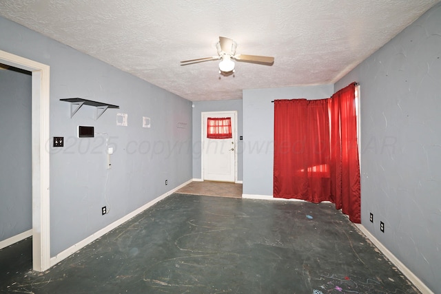 1219 S Kentucky St, Amarillo, TX 79102 - empty room featuring ceiling fan, a textured ceiling, and concrete flooring