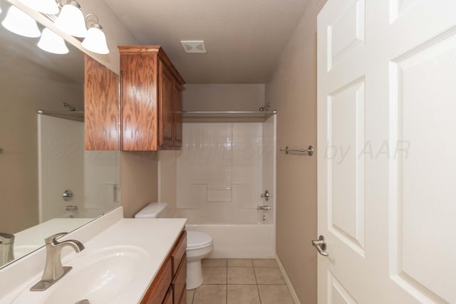 6703 Mosley St, Amarillo, TX 79119 - full bath with tile patterned flooring, toilet, shower / bathtub combination, vanity, and baseboards
