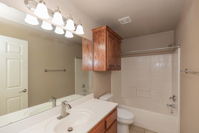 6703 Mosley St, Amarillo, TX 79119 - bathroom featuring toilet, vanity, tile patterned floors, and  shower combination