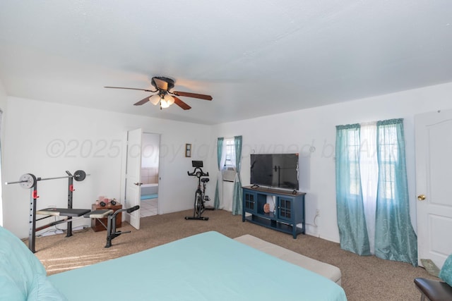 bedroom with carpet and ceiling fan