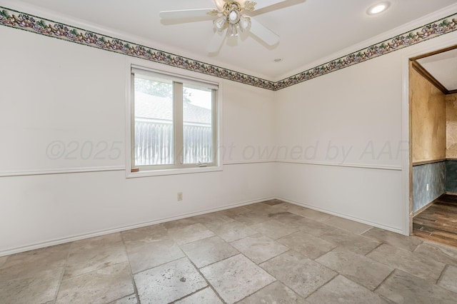 7502 Tripp Ave, Amarillo, TX 79121 - spare room with stone tile floors, a ceiling fan, and recessed lighting