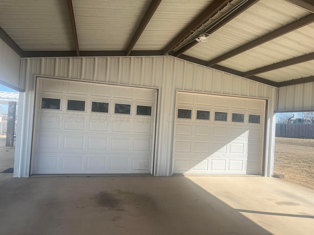 garage featuring metal wall