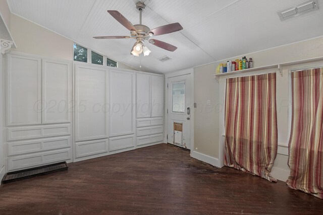 1717 S Tyler St, Amarillo, TX 79102 - empty room featuring lofted ceiling, dark wood finished floors, and ceiling fan