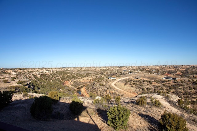 birds eye view of property with view of desert and a rural view