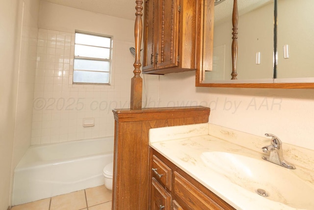 5708 S Fannin St, Amarillo, TX 79110 - full bathroom featuring vanity, tile patterned flooring, a textured ceiling, and bathtub / shower combination
