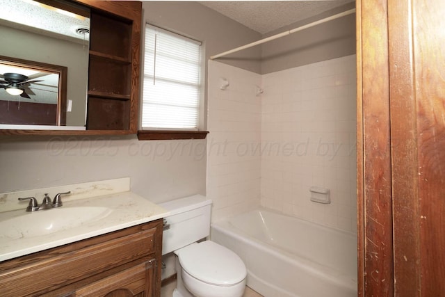5708 S Fannin St, Amarillo, TX 79110 - bathroom with vanity, shower / washtub combination, and a textured ceiling