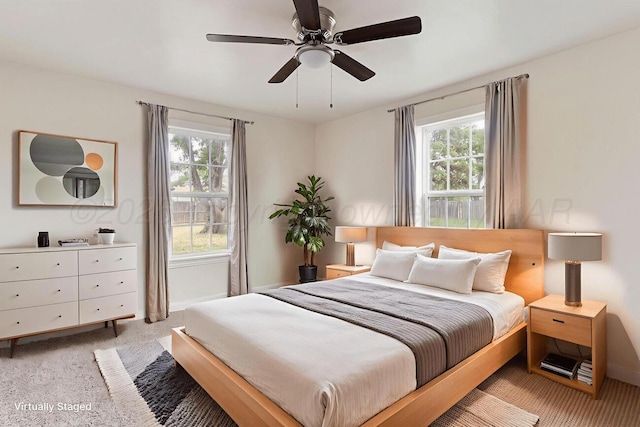 3201 S Grand St, Amarillo, TX 79103 - bedroom featuring light carpet and ceiling fan