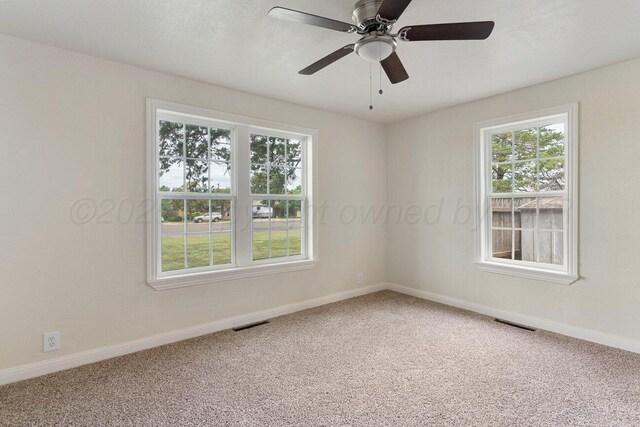 3201 S Grand St, Amarillo, TX 79103 - spare room with carpet floors, plenty of natural light, and ceiling fan