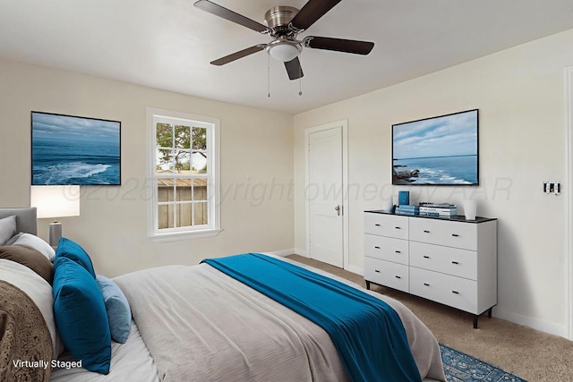 3201 S Grand St, Amarillo, TX 79103 - bedroom with carpet floors and ceiling fan