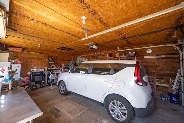 garage with a garage door opener