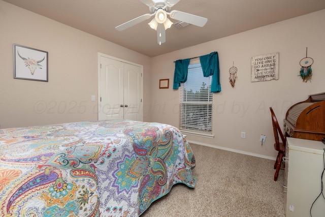 1405 SW 61st Ave, Amarillo, TX 79118 - bedroom with carpet floors, a ceiling fan, and a closet