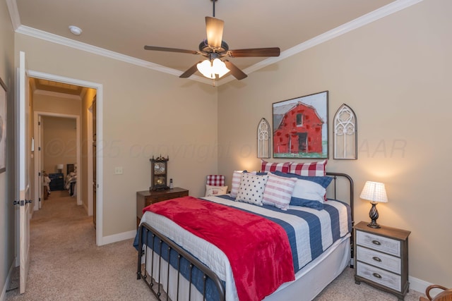 7409 Columbus Dr, Amarillo, TX 79118 - carpeted bedroom featuring crown molding and a ceiling fan