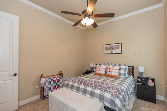 7409 Columbus Dr, Amarillo, TX 79118 - carpeted bedroom with crown molding and a ceiling fan