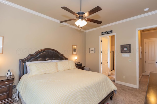 7409 Columbus Dr, Amarillo, TX 79118 - carpeted bedroom with ornamental molding and a ceiling fan