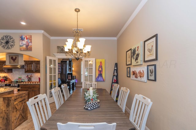 7409 Columbus Dr, Amarillo, TX 79118 - dining area with ornamental molding and a chandelier